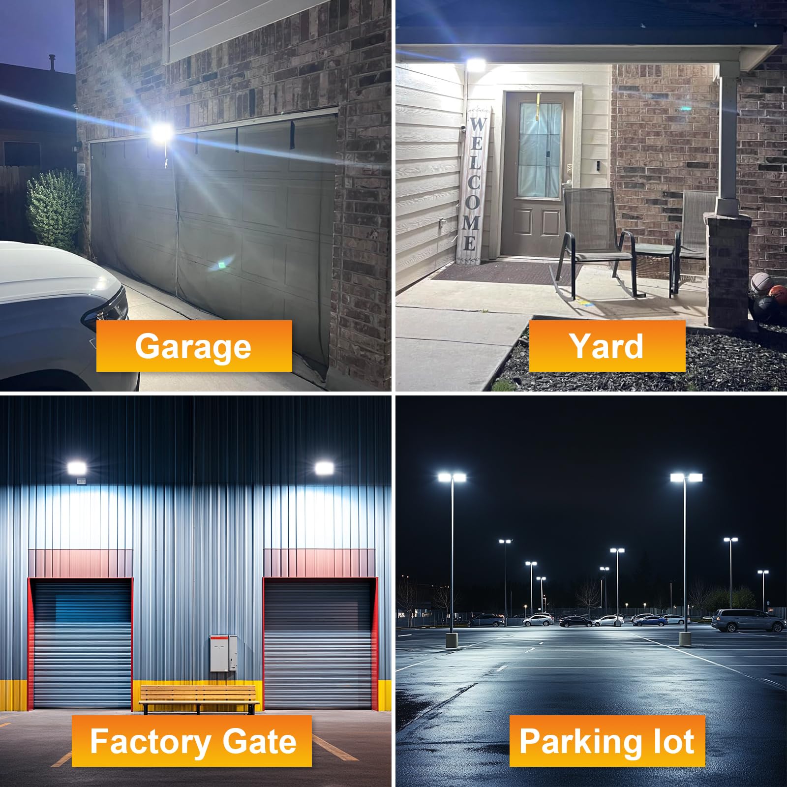 Willpower 2PCS Faretto LED Esterno 200W 20000LM, Faro LED con Spina Proiettore LED 6000K Bianco IP66 Luce di Sicurezza a LED Illuminazione per Garage Giardino Cortile Patio Piazza Officina