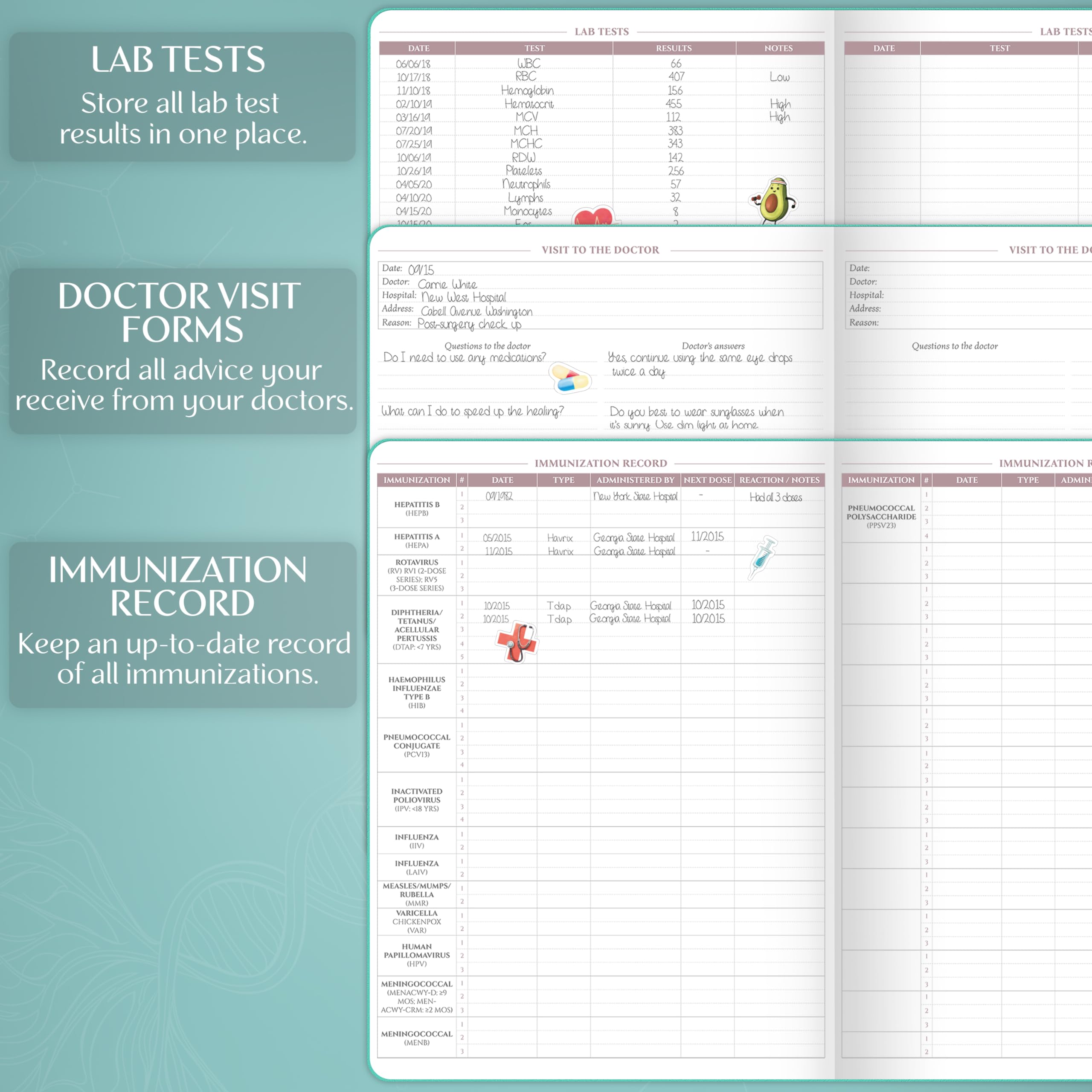 Legend Medical Planner Large - Gesundheitstracker-Tagebuch zur Verfolgung von Mahlzeiten, Symptomen, Blutdruck, Labortestergebnisse - Medizin- & Wellness-Notizbuch für tägliche Selbstpflege