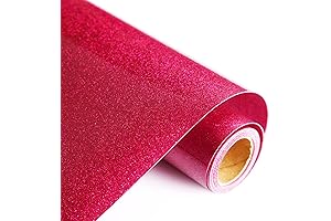 Rose Red Glitter Heat Transfer Vinyl 12"x5 FT Iron-On HTV Sparkle for T-Shirts