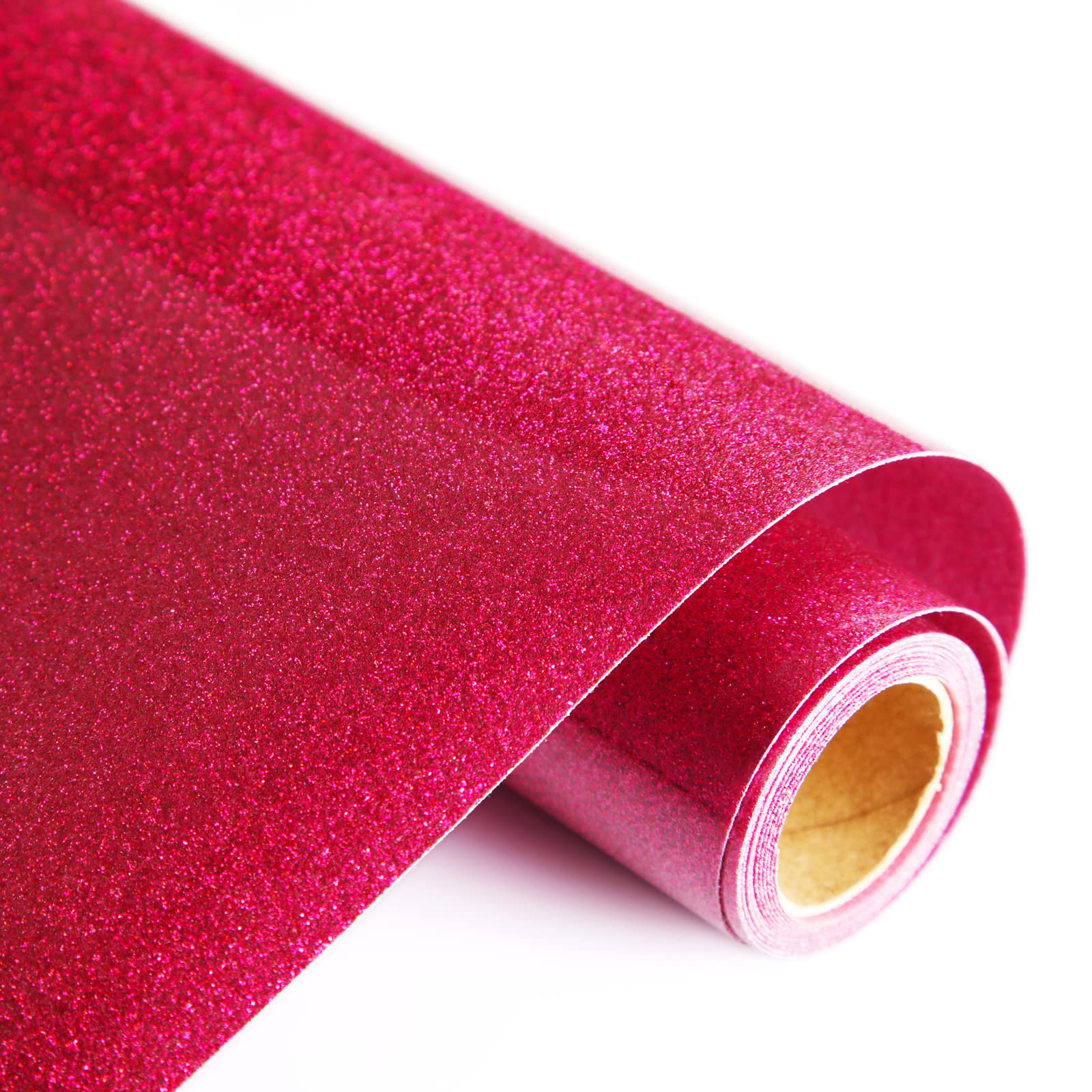 Rose Red Glitter Heat Transfer Vinyl HTV Sparkle Iron on Rolls for T Shirts 12"x5 FT, Sparkly Multicolor Iron-on Vinyl Bundle Sheets