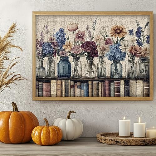 Miniatura 2 de Rompecabezas retro de flores silvestres para adultos de 1000 piezas, PICKFORU Christian Jesus Floral Book Pages Rompecabezas religioso, rompecabezas