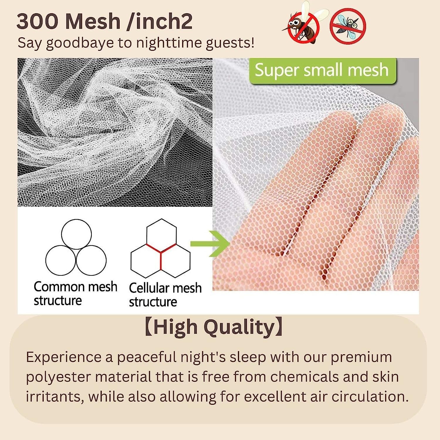 Moustiquaire pour lit | Protection Contre Les Insectes pour Lits Simples et Doubles - idéale pour Les Voyages | Auvent Comprenant Chevilles, Crochets adhésifs et Sac (White-A)