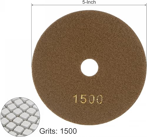 Miniatura 7 de uxcell Almohadilla de pulido de diamante de 5 pulgadas, 100 granos molienda húmedaseca para piso de encimera de mármol de hormigón de piedra