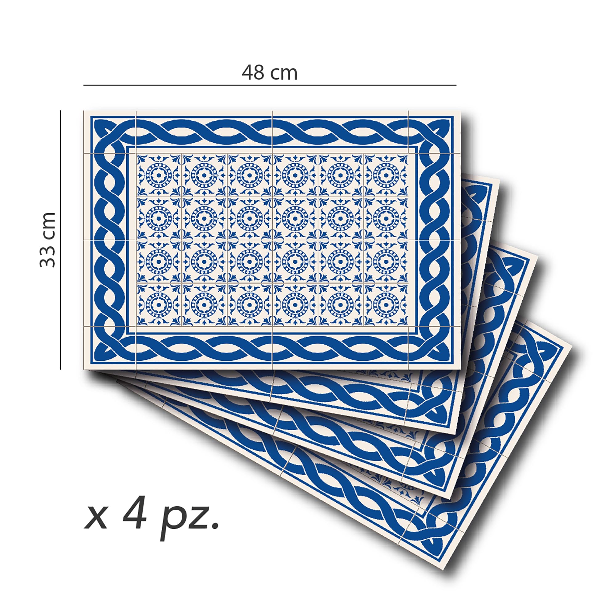 Placemat 4 Pieces in Washable Plastic Made in Italy 48 x 33 cm Tile Carpet Table Mats PVC for Breakfast and Snack Stain Resistant Non-Slip and Fireproof - Image 2