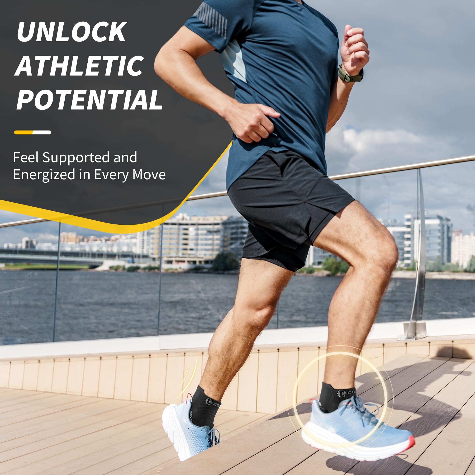 CAMBIVO Calcetines de Compresión Cortos Hombre Mujer 2 Pares, 20-30 mmHg Calcetines Running Antiampollas con Soporte el Arco, Calcetines Compresion Ligeros y Transpirable para Tecuperación Deportivo