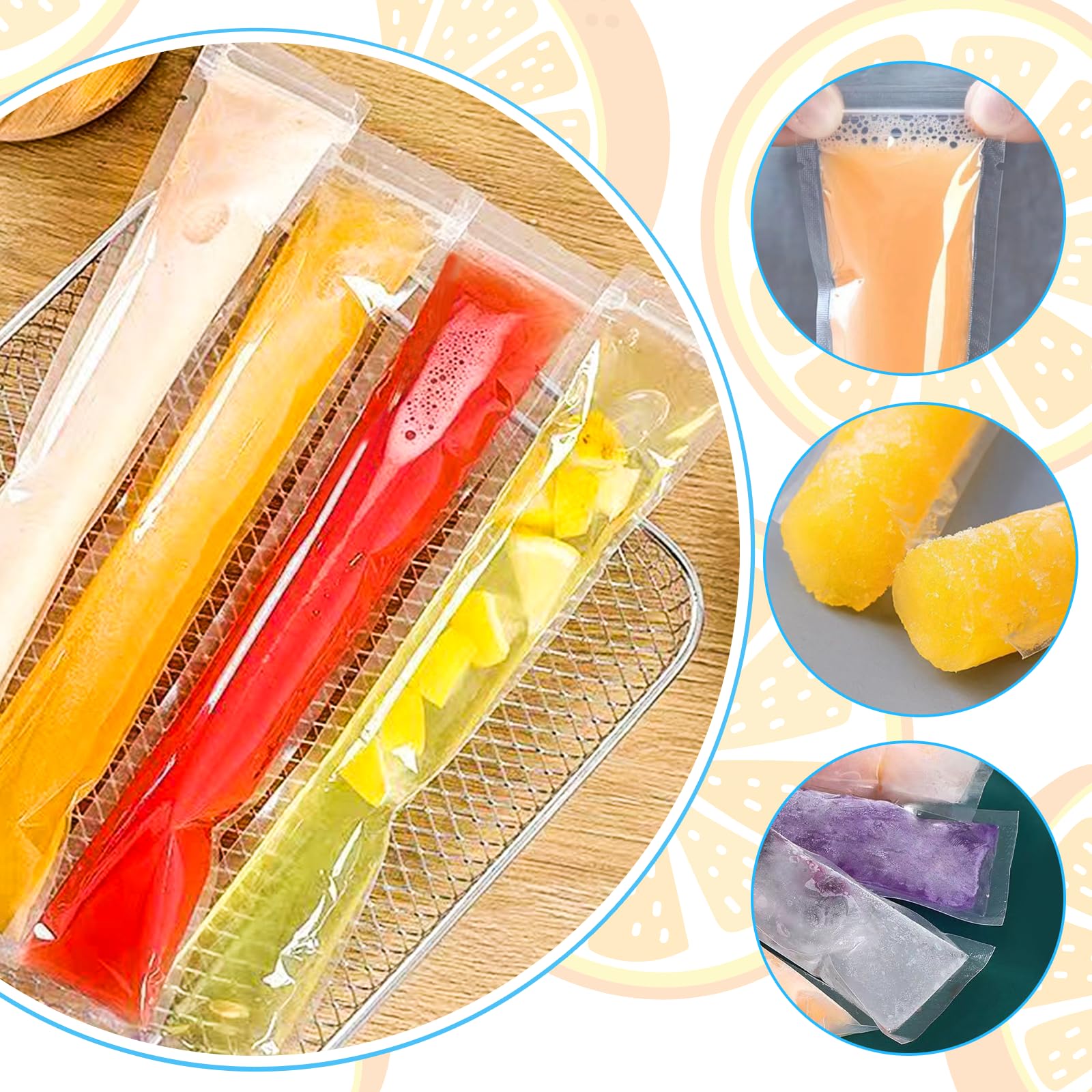 100 Stück Popsicle Tüten Mit Trichter - Wassereis Formen 28x5,5cm