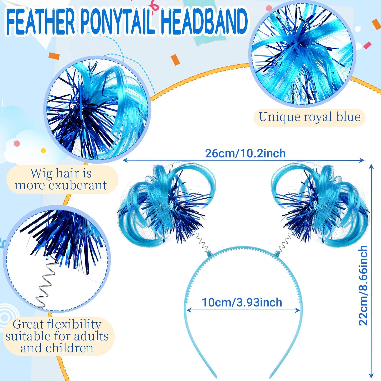 Kavoc 2 Set Kids World Book Day Thing Costume Accessories Include Blue Ponytail Headband and Striped Knee Socks - Image 2