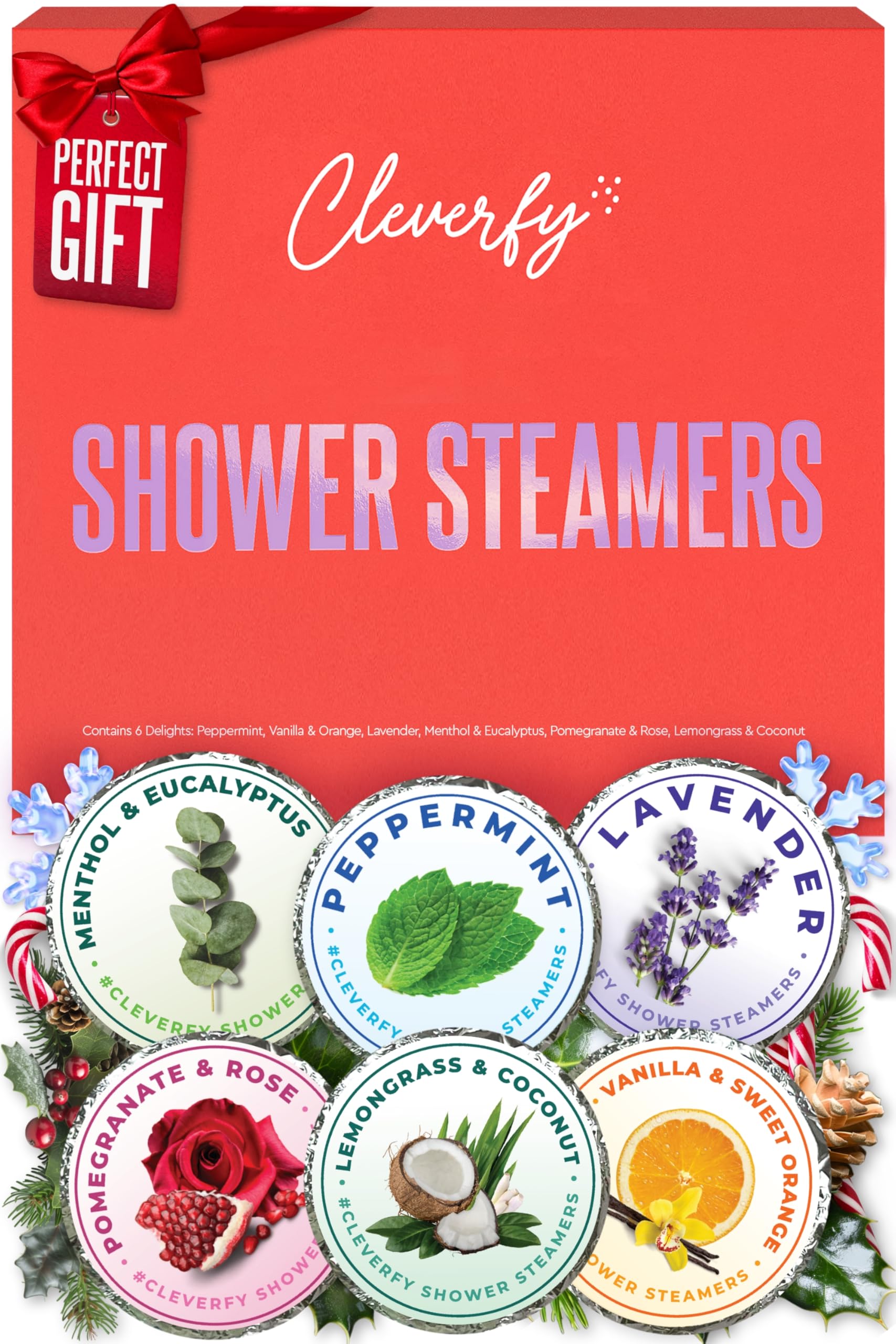 Cleverfy Shower Steamers Aromatherapy – Stocking Stuffers for Teen Girls, Women and Wife – Christmas Gifts for Teens and Women – White Elephant Gifts for Adults – 6 Tablets