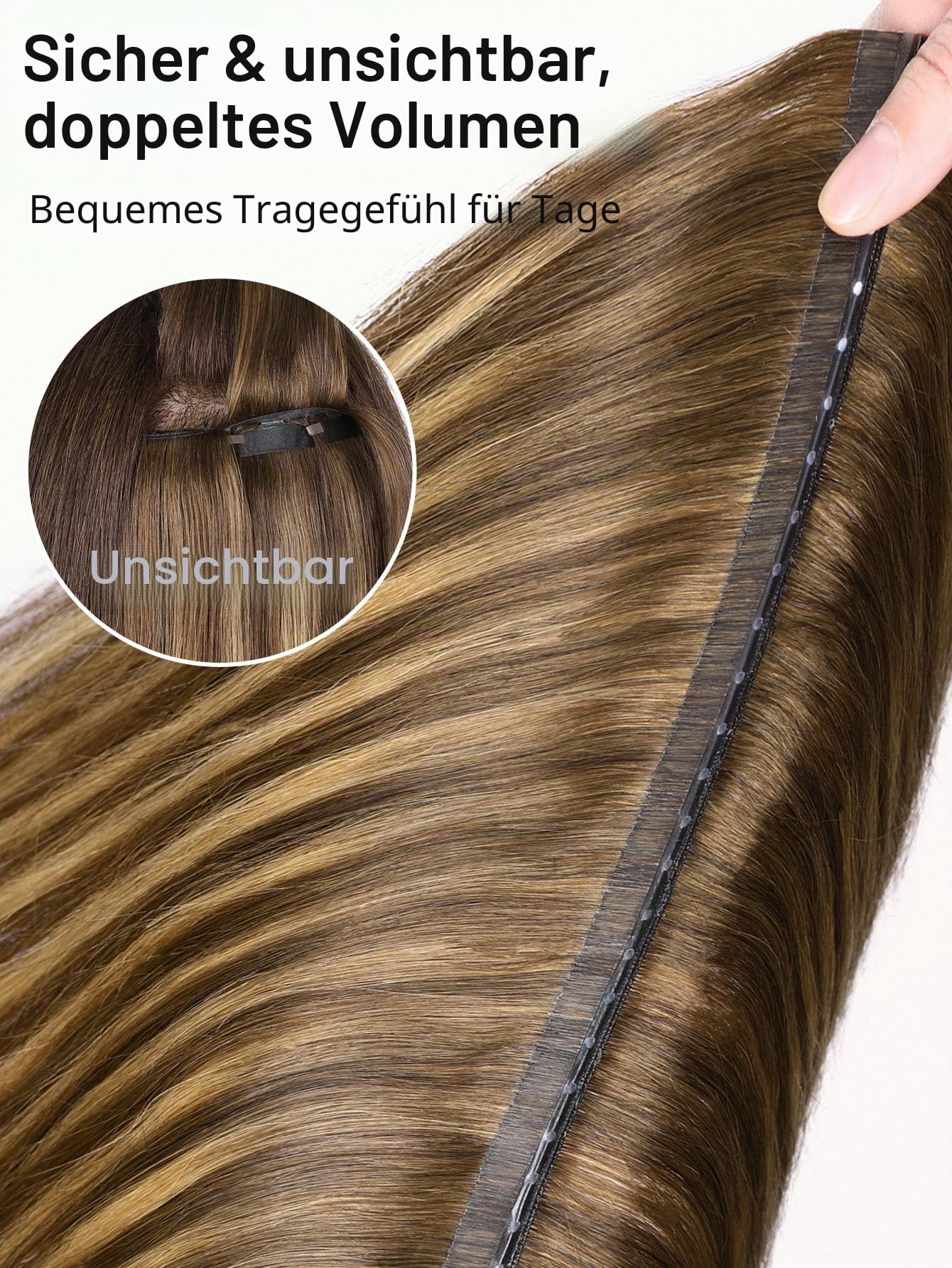 WIGNEE 100% Echthaar Extensions 51 cm (20 Zoll) Double Weft Remy Human Hair mit Micro Beads, 2 Packs 100 g Strähnchen Blond – Wiederverwendbar für Damen, Salon Look Volumen für Alltag & Hochzeit