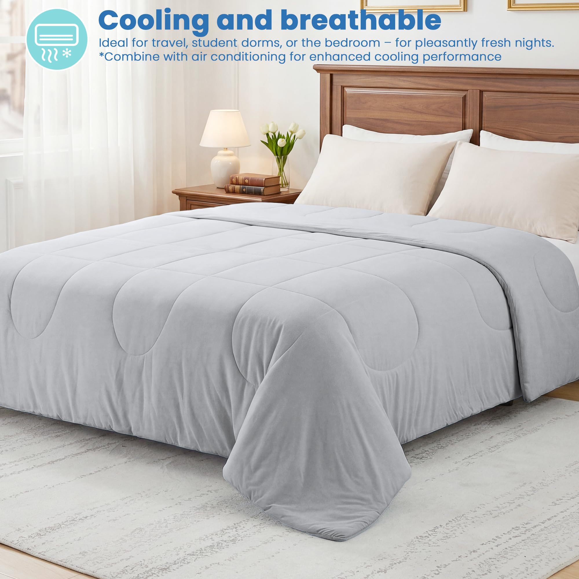 Coperta Estiva con Fibra di Raffreddamento, Coperta Refrigerante Letto è Morbida e Fresca Traspirante su Entrambi i Lati Aiuta a Dormire, 200x220cm