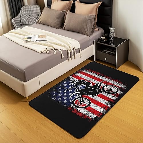 Miniatura 3 de Alfombras para sala de estar de 4 pies 11 pulgadas x 3 pies 3 pulgadas, alfombras de motocross antideslizantes para dormitorio, alfombra retro de