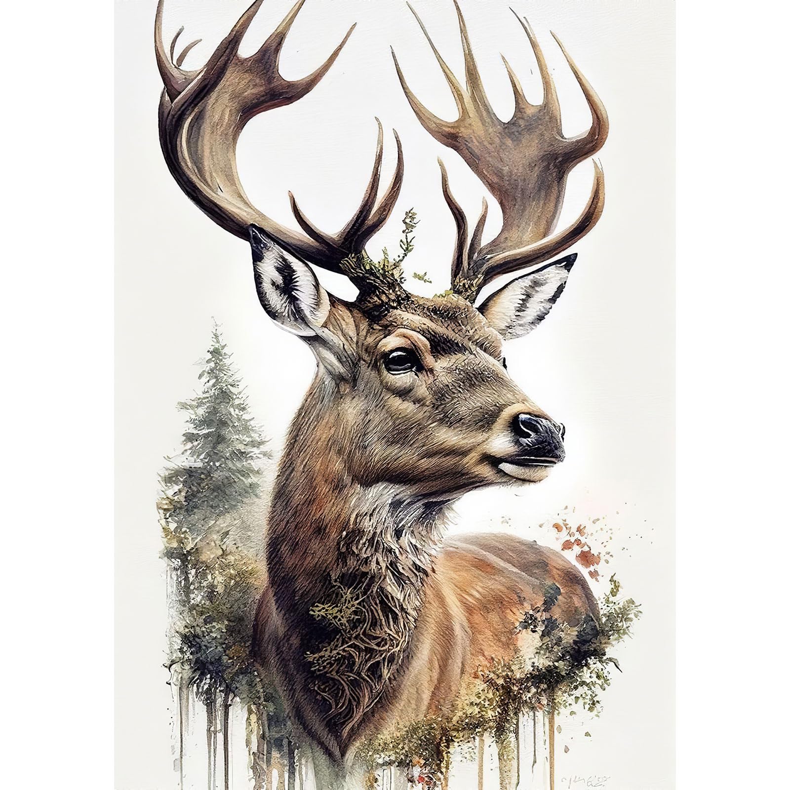 RICUVED Elk Diamond Art Kits for Adults Beginner,5D Diamond Painting Animal DIY Full Drill Diamond Painting Kits Diamond Art Kits for Home Wall Decor (30X40cm)