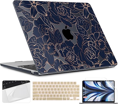 TWOLSKOO Funda rígida de plástico para MacBook Air M3 de 13.6 pulgadas 2022 2023 2024 A2681 M2 A3113 con Touch ID, funda rígida de plástico con
