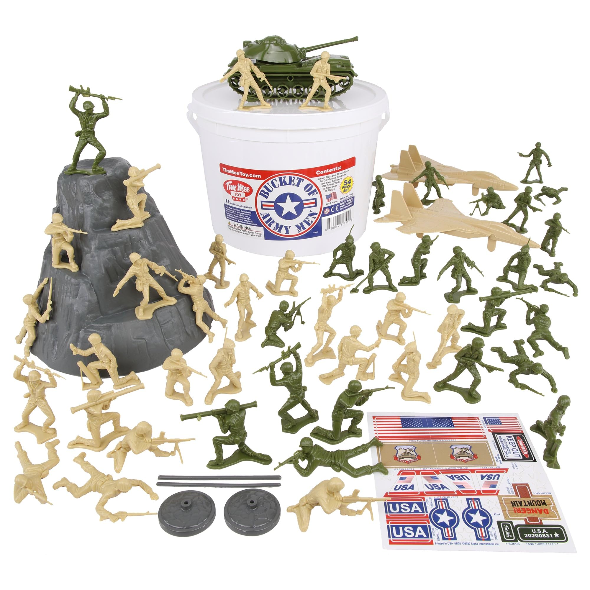 Buy TimMee Bucket of Army Men - OD Green vs. Tan 54pc Soldier