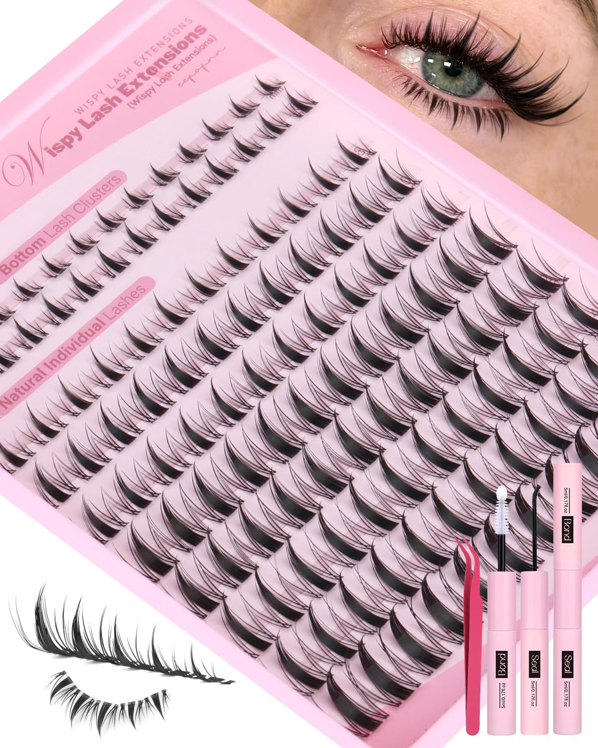 Manga Lash Clusters Kit Fairy Cluster Eyelash Extensions with Bottom Lashes Wispy Eyelash Clusters Kit Spiky Cluster Lashes