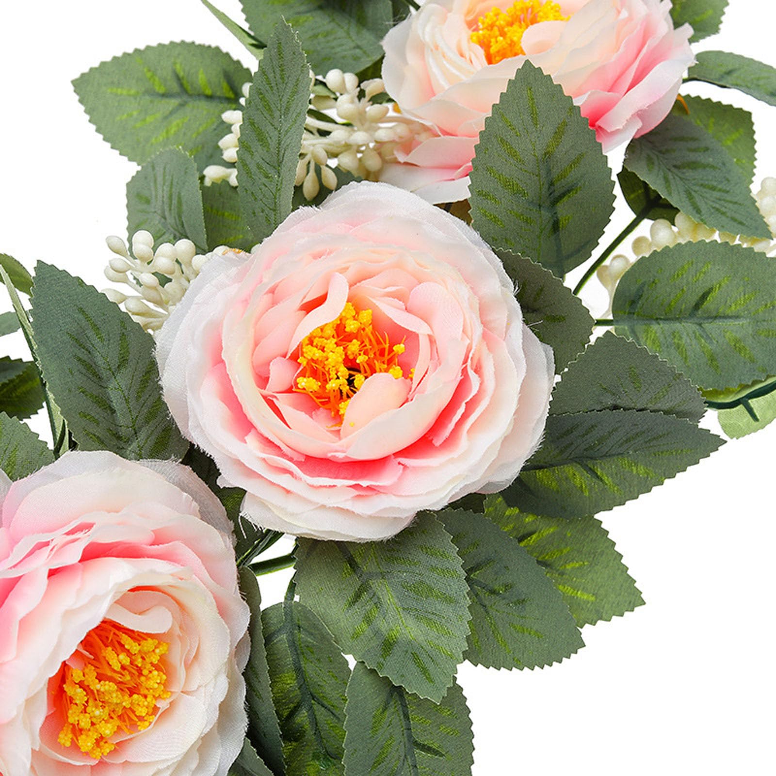 Lot de 2 guirlandes de roses artificielles, 2 m, décoration en soie, fausses roses, 340 g, pour arche de mariage, arche de porte, décoration (rose)