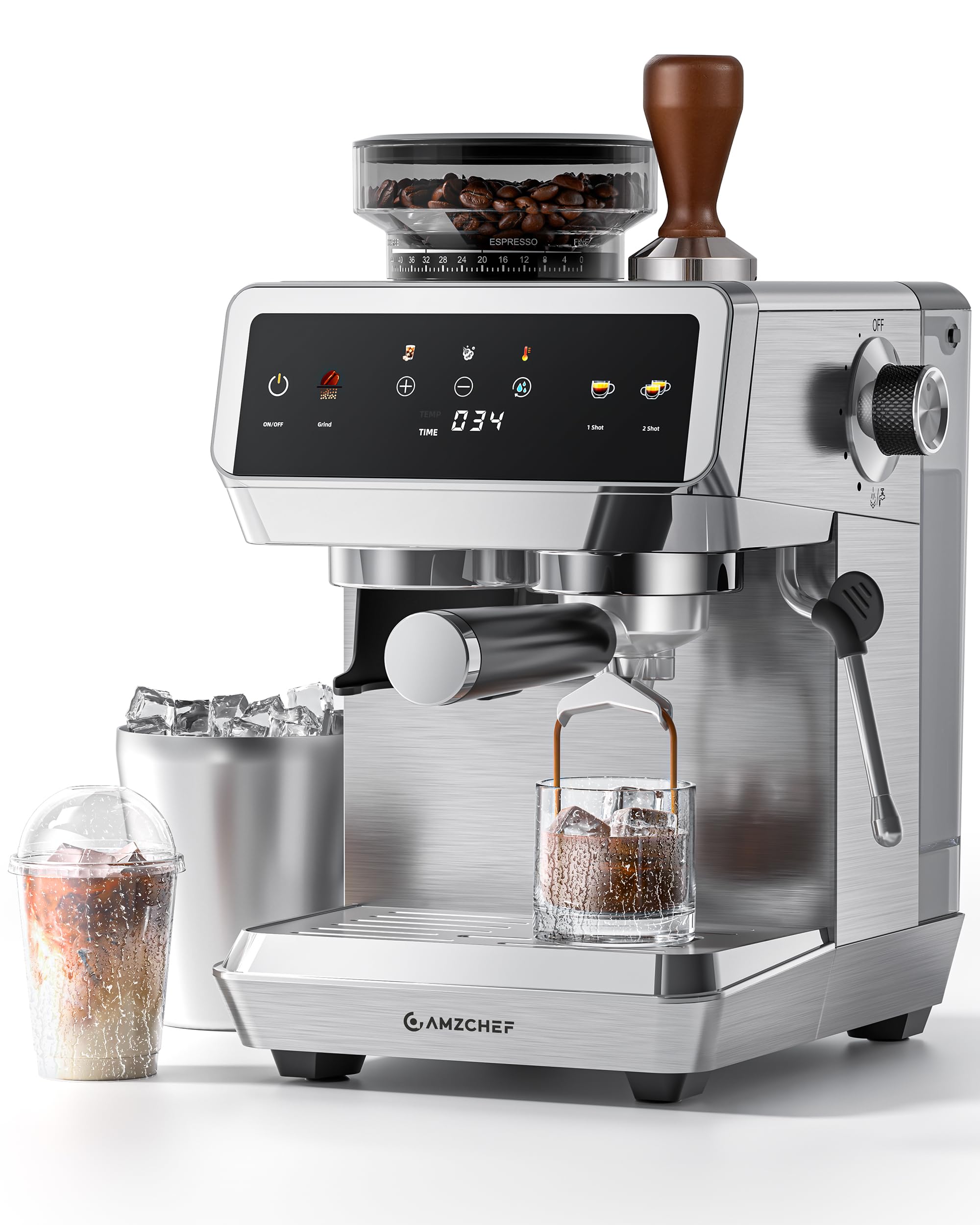AMZCHEF Espresso Machine with Grinder