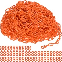 PATIKIL Plastic Chain Links, 200 Foot Safety Chains, Orange Plastic Chains for Barriers, Crowd Control, Queue Lines, Parking, Fences, Gate, Concerts, and Decoration