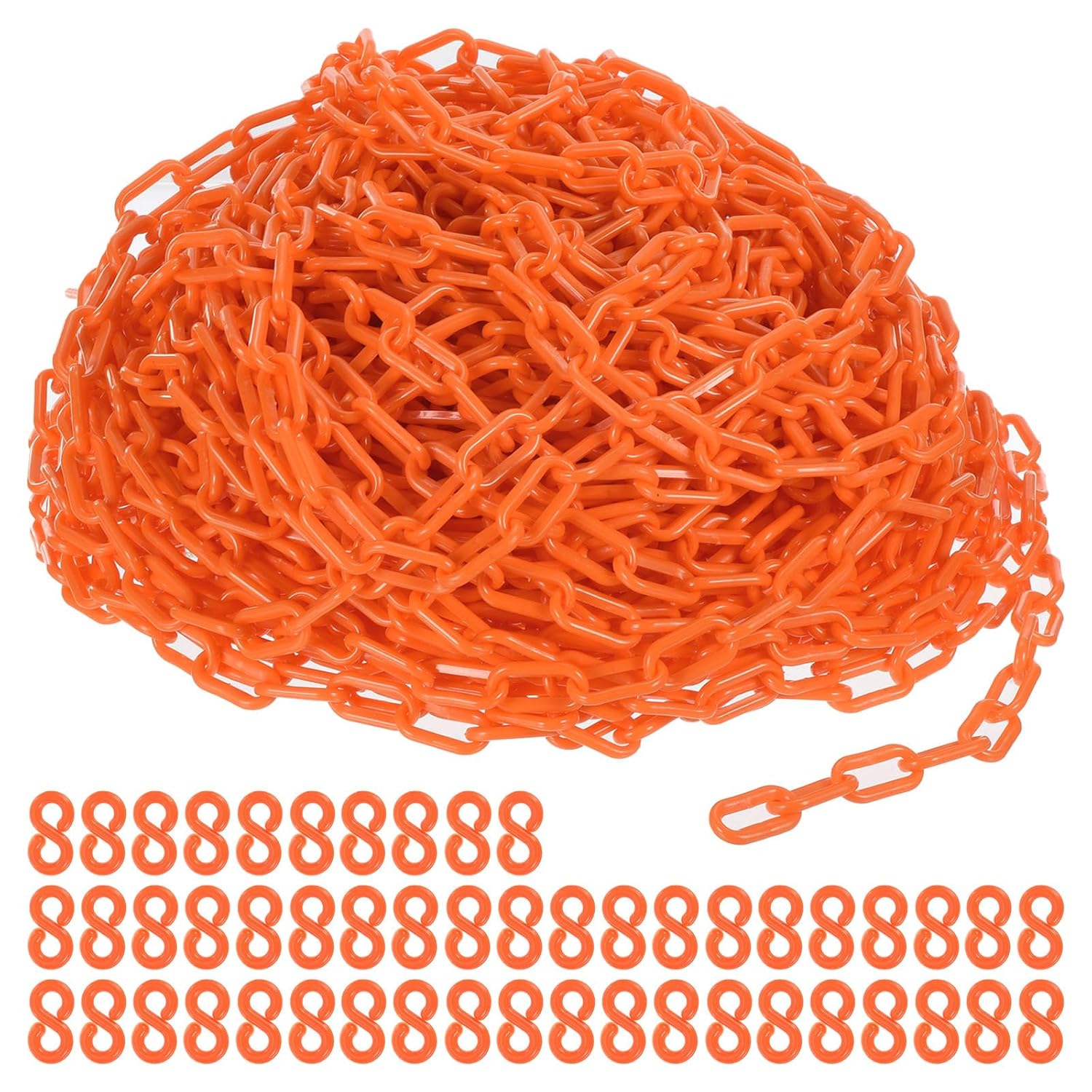 PATIKIL Plastic Chain Links, 200 Foot Safety Chains, Orange Plastic Chains for Barriers, Crowd Control, Queue Lines, Parking, Fences, Gate, Concerts, and Decoration