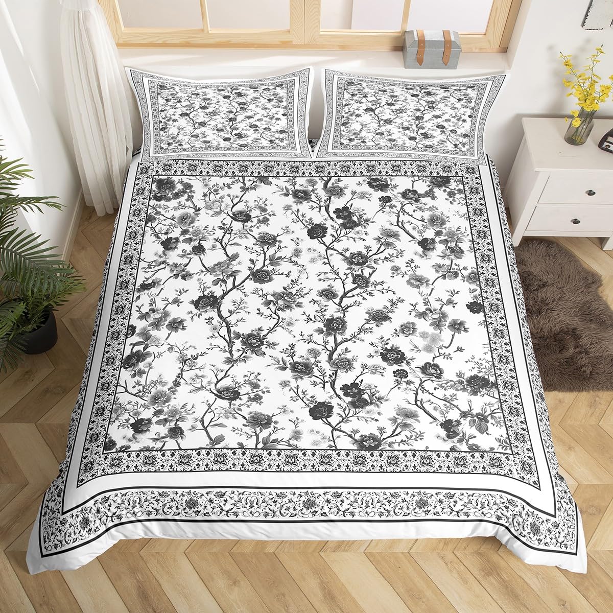 Housse de couette fleurs rustiques pour chambre d'enfant cocooning