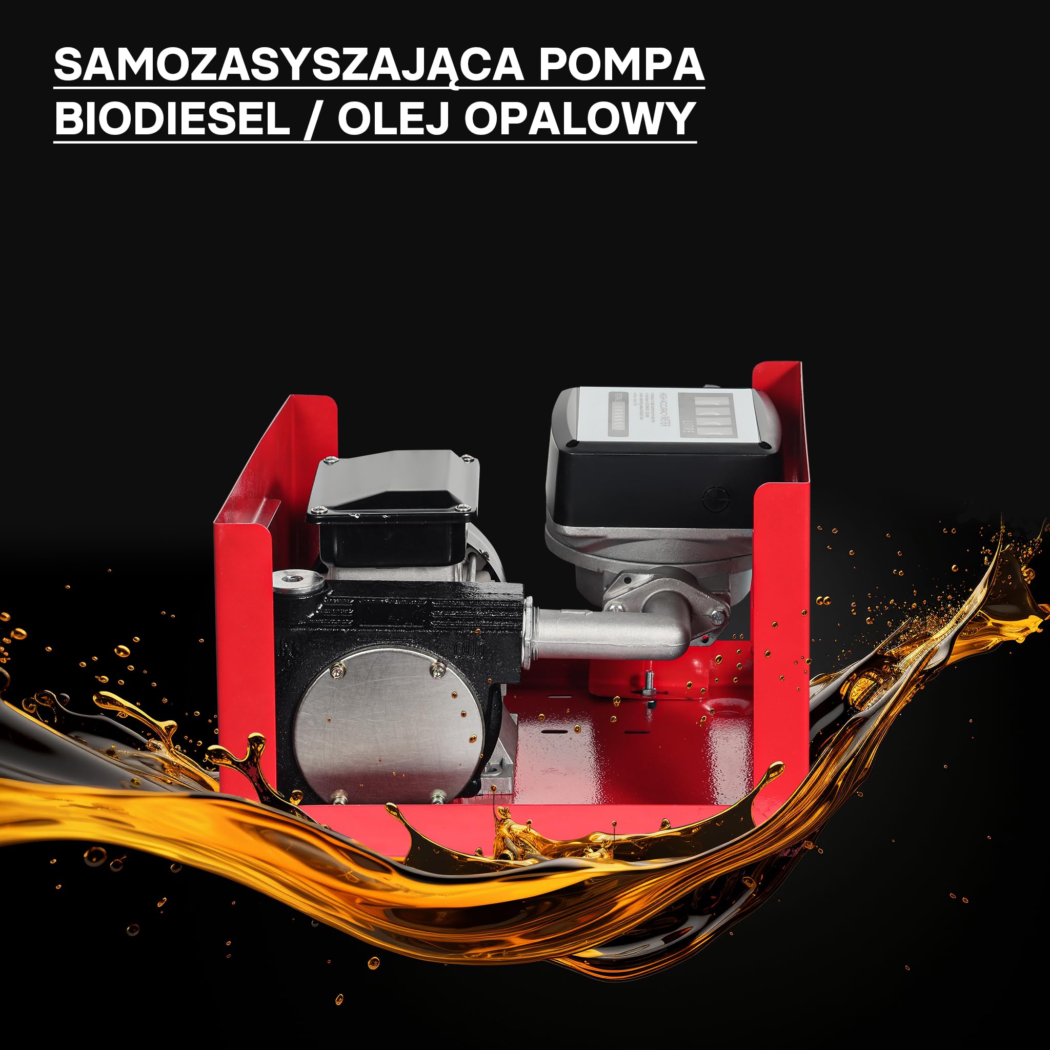 Wiltec Pompa do oleju napędowego i opałowego 750 W 80 l/min, samozasysająca z wbudowanym licznikiem, wężami i pistoletem