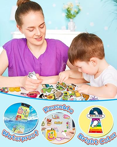 Miniatura 2 de 200 calcomanías para botellas de agua para niños y adolescentes, lindas calcomanías de vinilo estéticas a granel para niños y niñas, divertidos