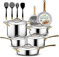 Vista 8 de NutriChef NCSSX45 - Juego de 12 utensilios de cocina con asas de acero, revestimiento interior de sartén con revestimiento antiadherente de cerámica