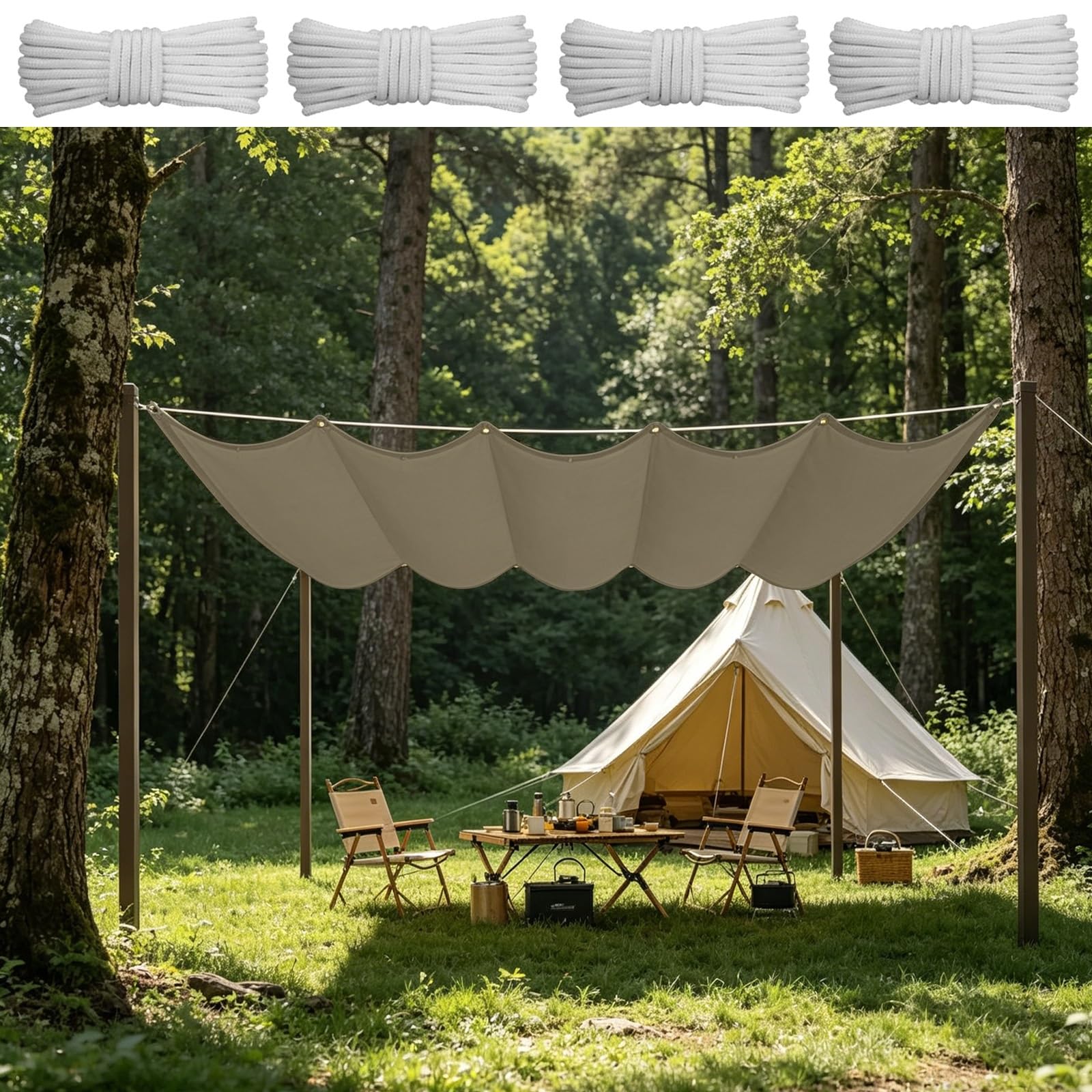 Toile tendue 180g m² kaki imperméable avec œillets d voile d'ombrage rétractable jardin