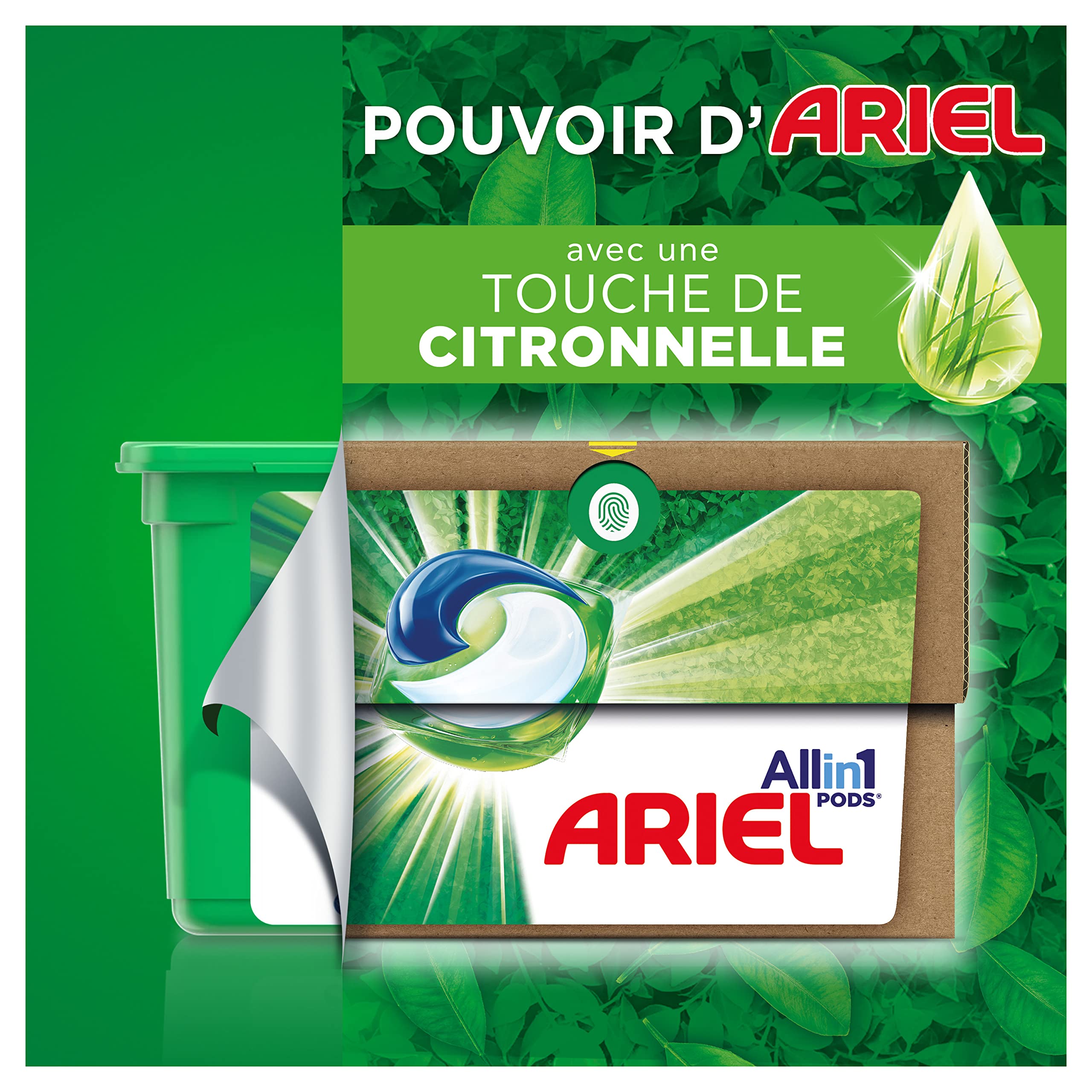 Ariel All-in-1 Pods Lessive Capsules, 92 Lavages, Fraîcheur Avec Une Touche De Citronnelle, 40% D’ingrédients D’origine Végétale En Plus