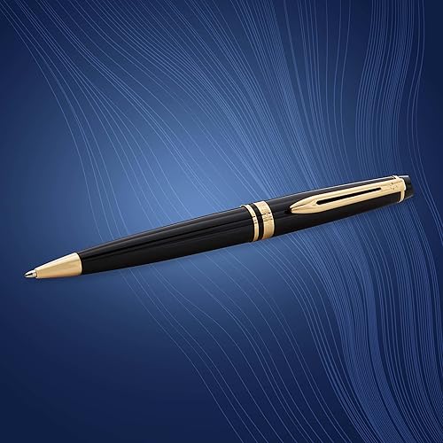 Vista 6 de Bolígrafo lacado negro Waterman Expert con oro, – Bolígrafo con tinta azul (s0951700), Azul Negro brillante con ribete dorado