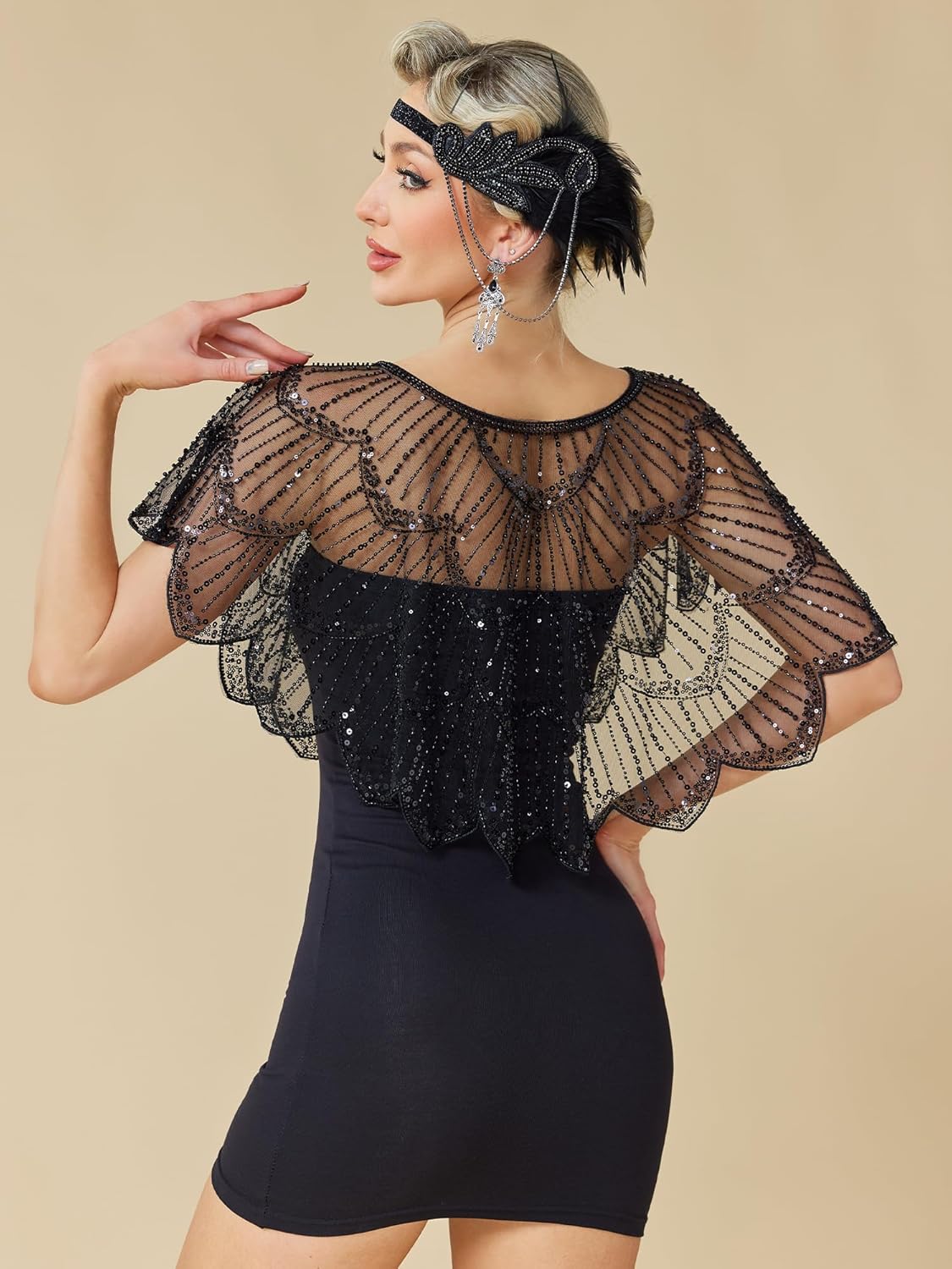 1920s Shawl Wraps for Women, Sequin Beaded Shawls and Wraps for Evening Dresses Party - Image 4