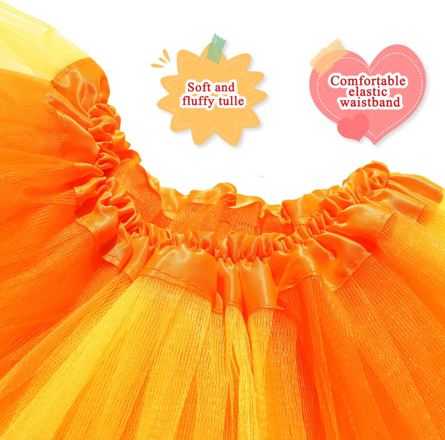 Orange Black Tutu Tulle Skirt for Girls Women, Kids Adult Halloween Witch Orange Tutu Outfit Party Dress Up