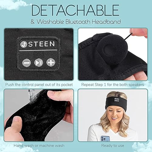 Miniatura 8 de Steen - Auriculares Bluetooth para dormir, máscara inalámbrica Bluetooth para dormir con altavoces estéreo HD ultrafinos  Perfecto para dormir,