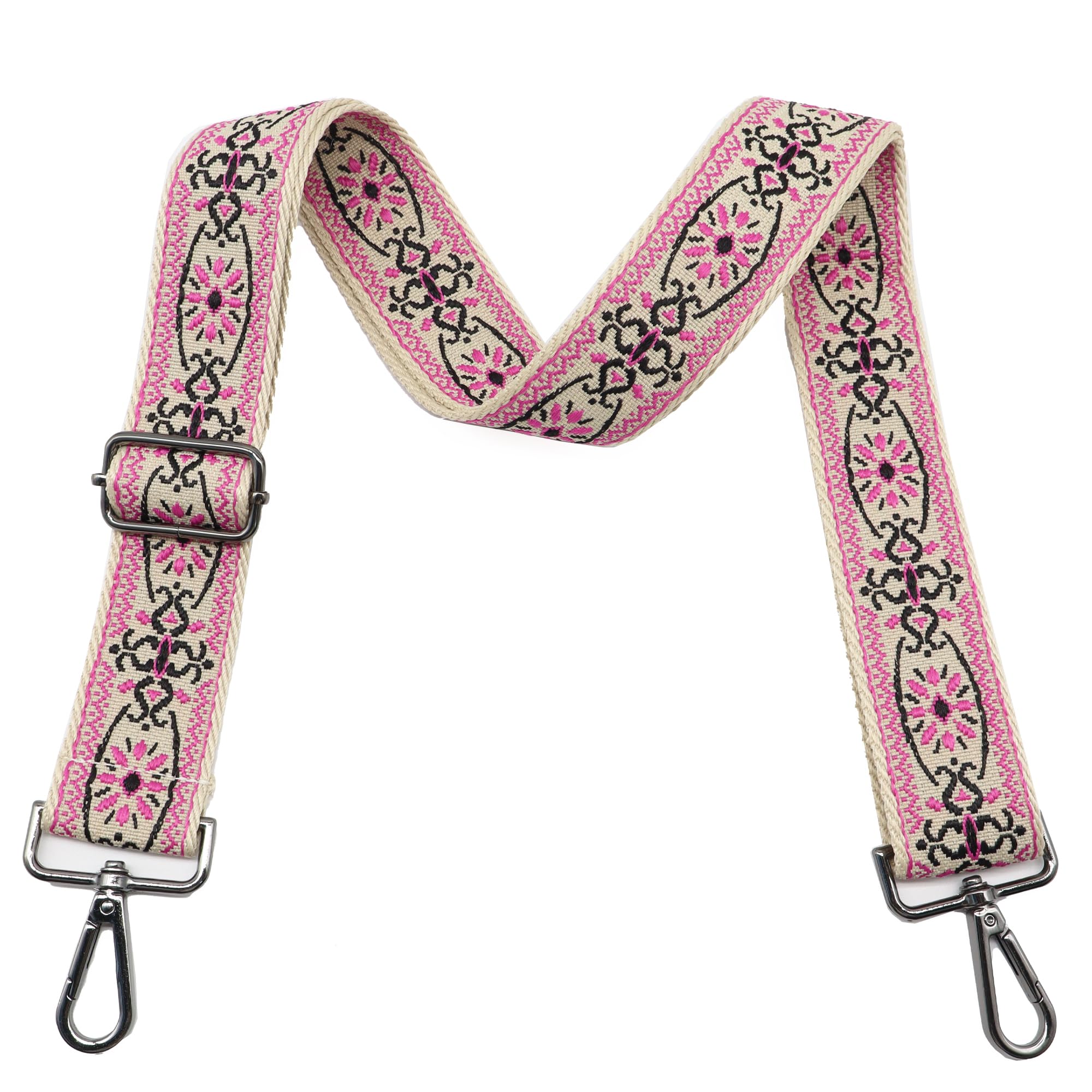 LEMEDE Purse Strap Adjustable Replacement Crossbody Bag Strap Retro Jacquard Embroidery Shoulder Straps for Canvas Bag