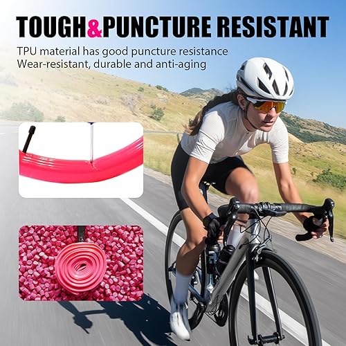 Miniatura 5 de Ridenow 2-Pack Bike Inner Tube for 70018C-28C, 70018C-32C,70028C-38C with 456585 mm Metal &TPU Presta Valves for Road Bikes, Super Light Puncture