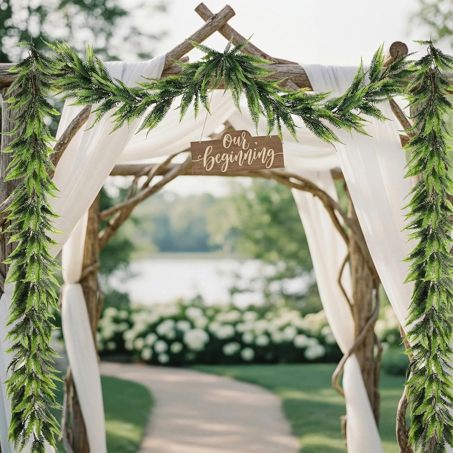 Yinder 4 Pack 6ft Artificial Greenery Garland Hanging Boston Fern Garlands Lifelike Leaf Green Fake Vines for Spring Summer Indoor Wall Mantel Home Decoration Wedding Arch Party Decor