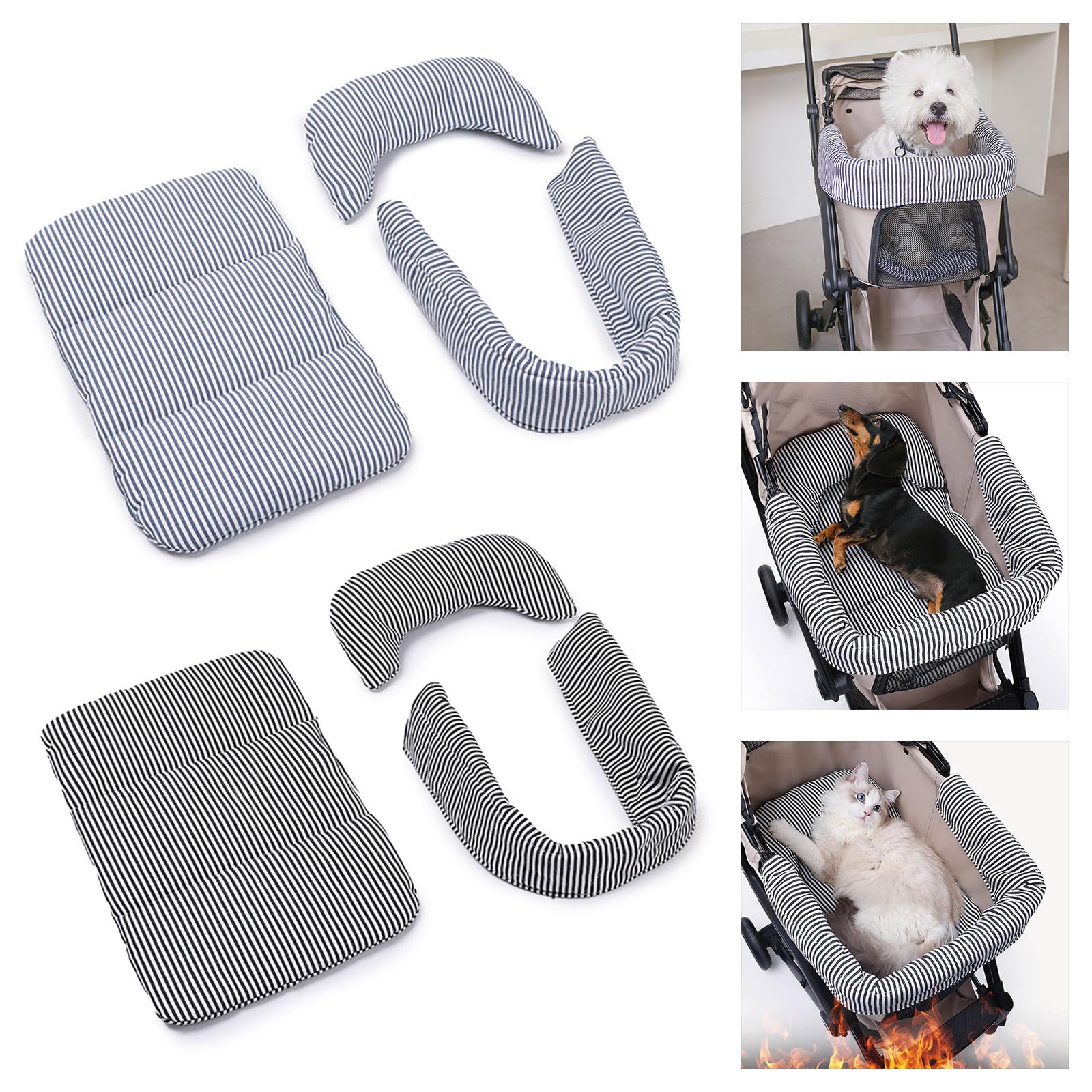 Cuscino da viaggio per passeggini e imbottitura laterale per vari animali domestici, lavabile in lavatrice e facile da pulire