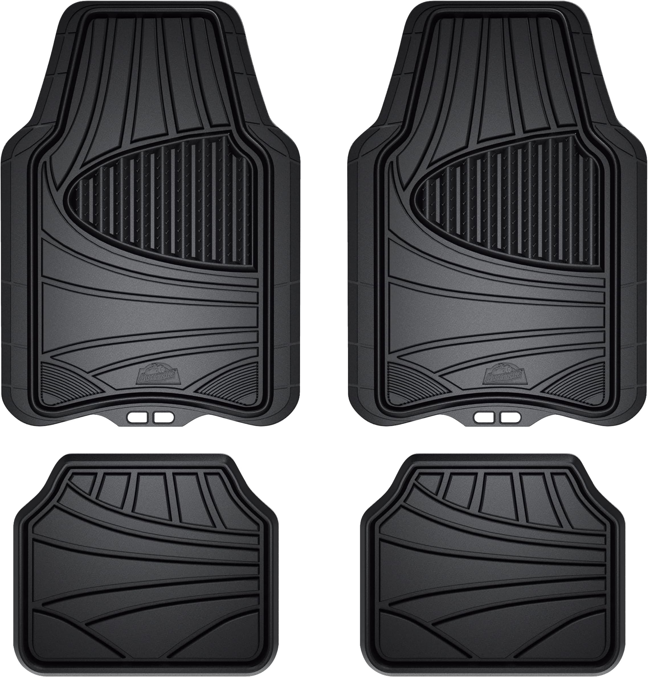 Armor All 4-Piece Floor Mats, Trim-to-Fit All-Weather Mats for Cars, Trucks, SUVs — Black