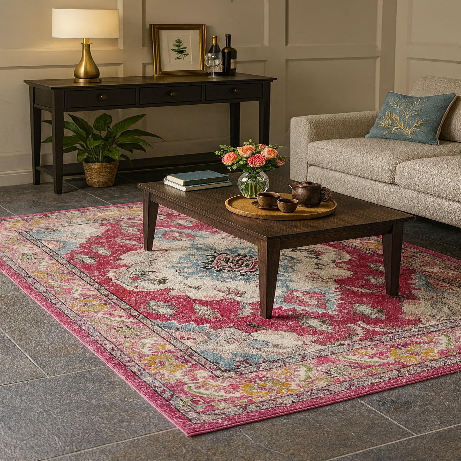 Tapis antidérapant poils ras facile à laver pour cuisine et salon