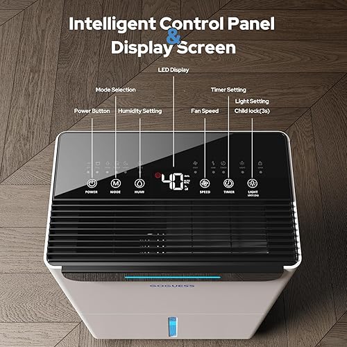 Miniatura 4 de Deshumidificador de 1600 pies cuadrados para sótano, 21 pintas, manguera de drenaje y control de humedad, deshumidificadores de habitación grande