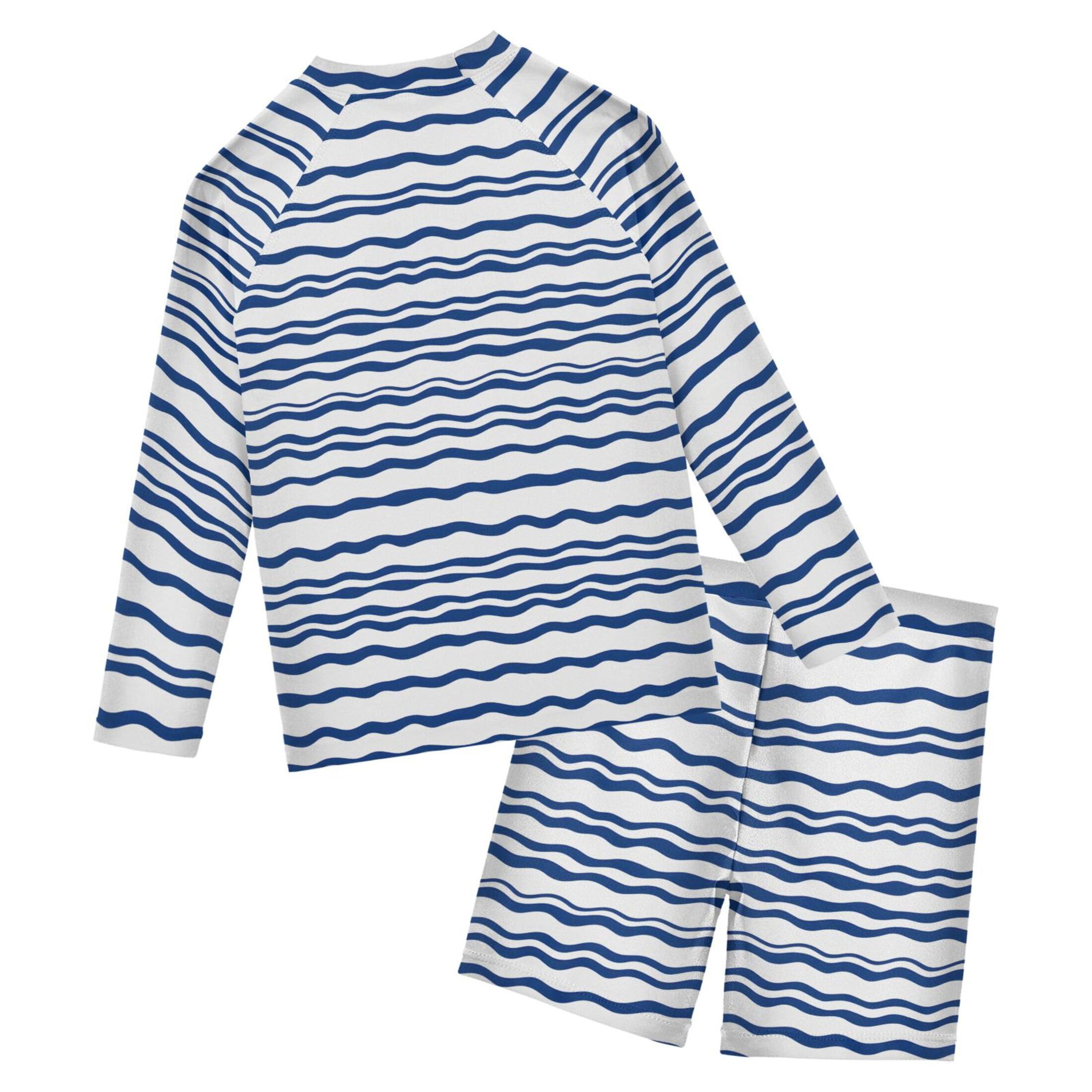 Wave Stripe Baby Boys' Toddler Long Sleeved Rashguard Swim Bathing Suit Set B0403761