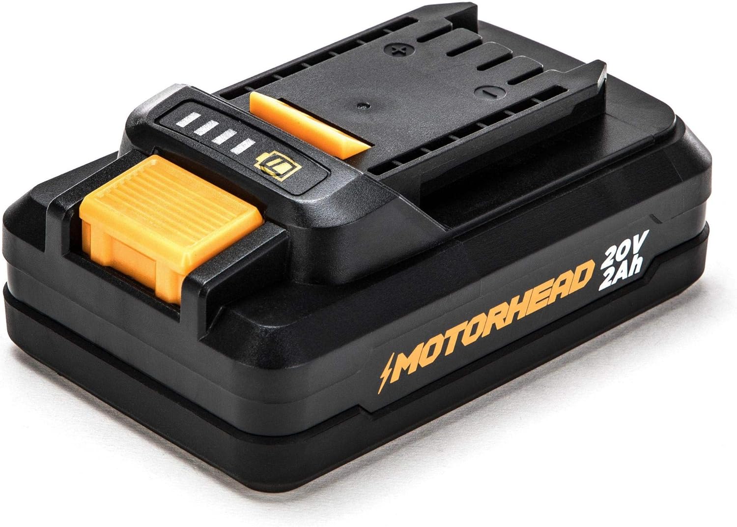 Close-up of MOTORHEAD 20V 2Ah Lithium-Ion battery