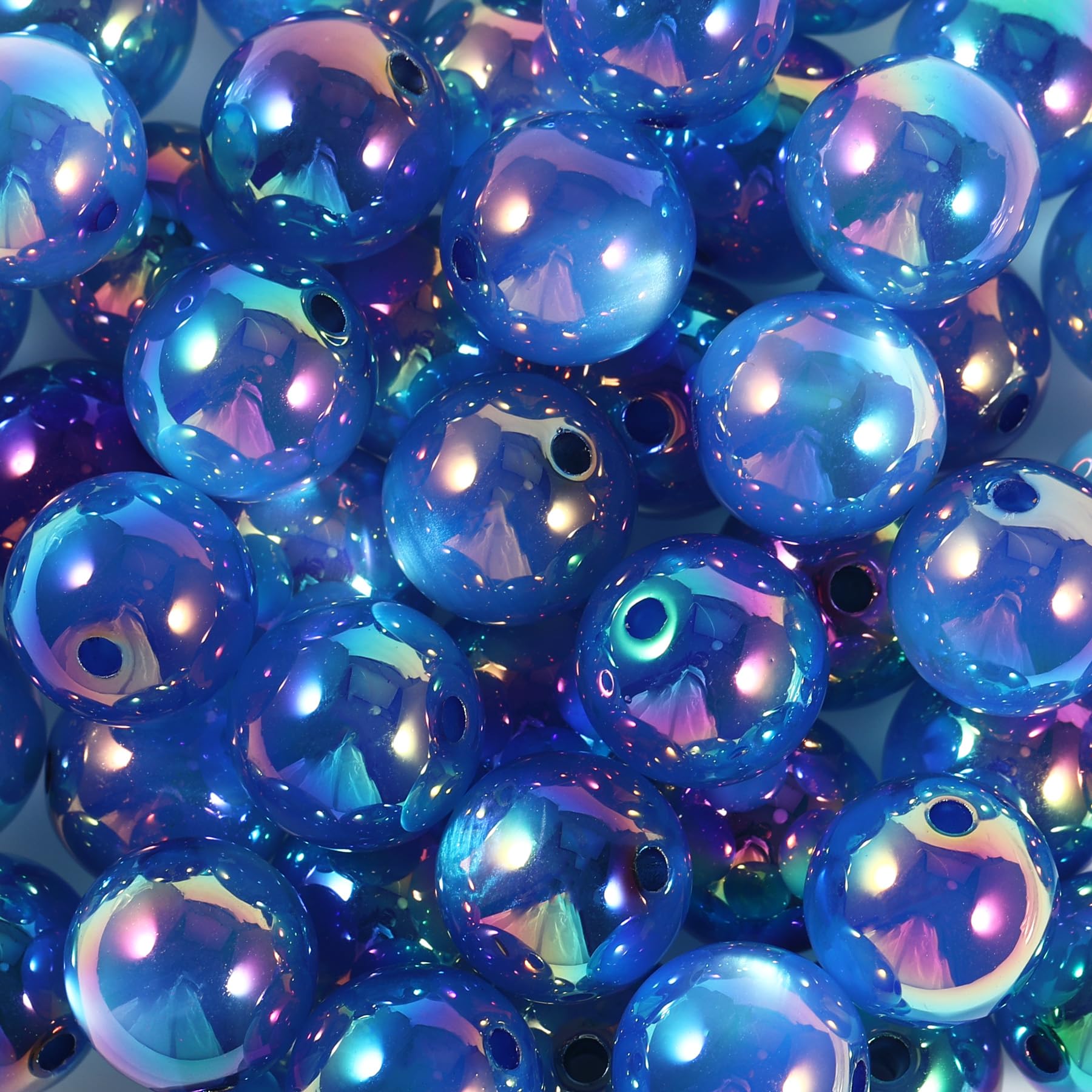 25Pcs Acrylic UV Cat Eye Round Bead 16MM for DIY Beadable Pens Beadable Keychains Fancy Focal Beads for Jewelry Making (Dark Blue)