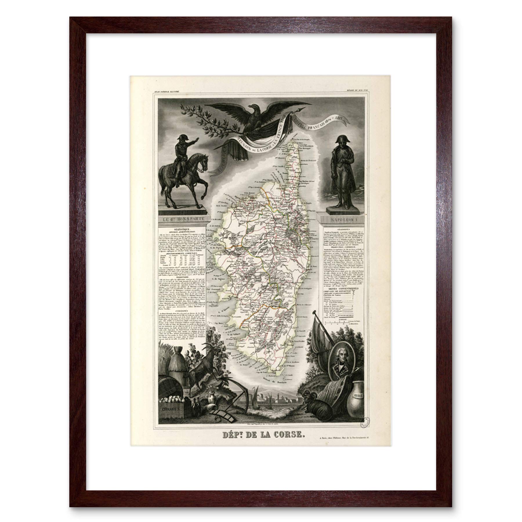 Wee Blue Coo Map Old France Levasseur Corsica Department Framed Wall Art Print