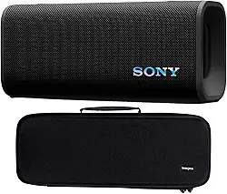 SONY Alto-falante portátil sem fio ULT Field 3 com design ativo bidirecional (preto) pacote com estojo rígido de viagem (preto)