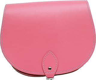 A to Z Leather De Fuschia de color de rosa de cuero real del bolso de la silla de montar Crossbody con cierre de hebilla y correa ajustable