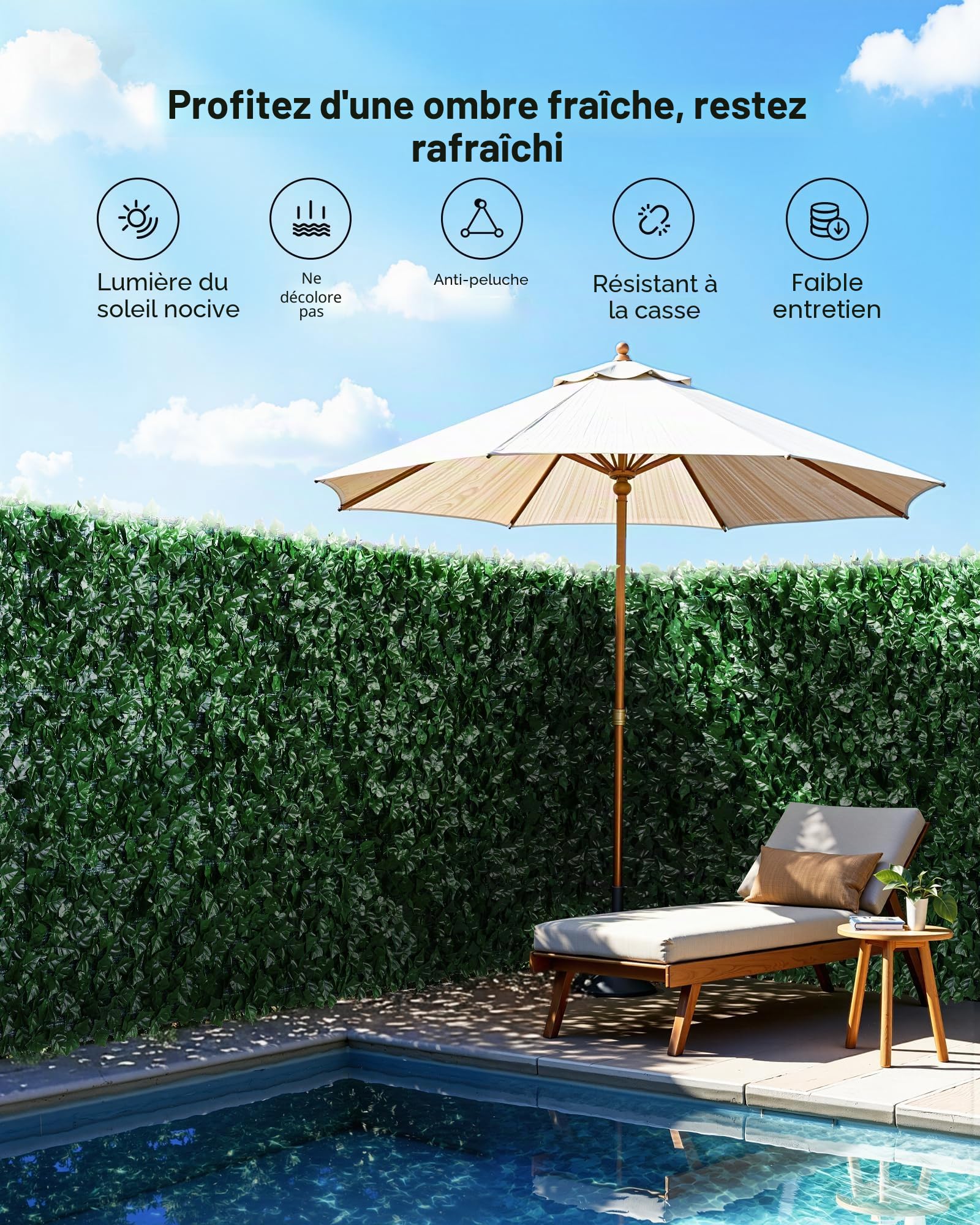 VEVOR Haie Artificielle 150x249 cm Brise Vue Clôture de Lierre Artificiel Intimité Support en Tissu Maillé et Joint Renforcé Déco Fausses Feuilles pour Jardin, Extérieur, Cour, Balcon, Terrasse, Patio