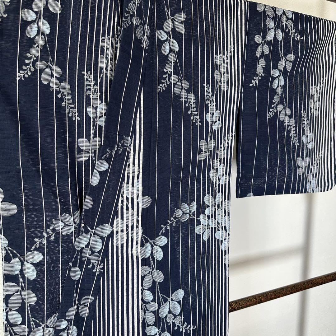 超美品　綿　本染浴衣　浴衣 着物　夏物　160 トール　コーマ　紺　水色　単色 超美品 綿 本染浴衣 浴衣 着物 夏物 160 トール コーマ 紺 水色 単色
