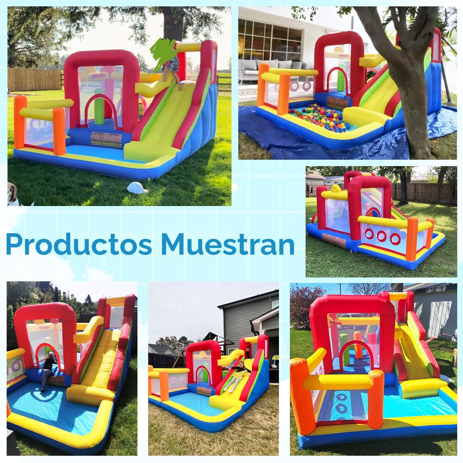 Ballsea Castillo hinchable infantil con soplador – Multifuncional, red de seguridad, seguro y duradero, perfecto para cualquier temporada, para interior/exterior
