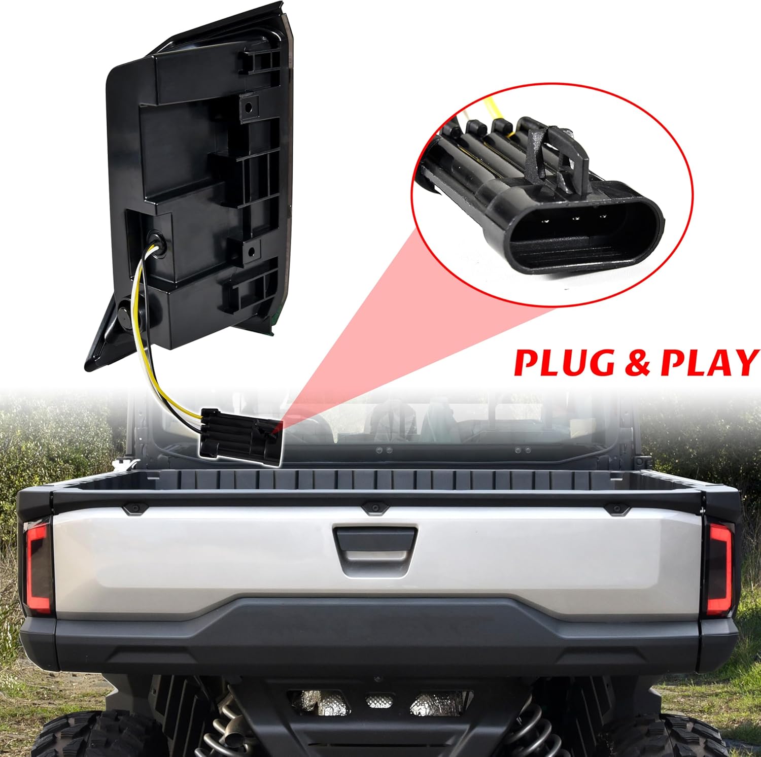 SAUTVS LED Taillights for Polaris Ranger XD 1500, Smoked Black Rear Brake Stop Lamp Tail Light for Polaris Ranger 1500 XD Premium/Northstar 2024 2025 Accessories, Replace #2415904, #2415905, One Pair